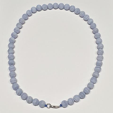CHALCEDONY CUSHION WHITE GOLD NECKLACE
